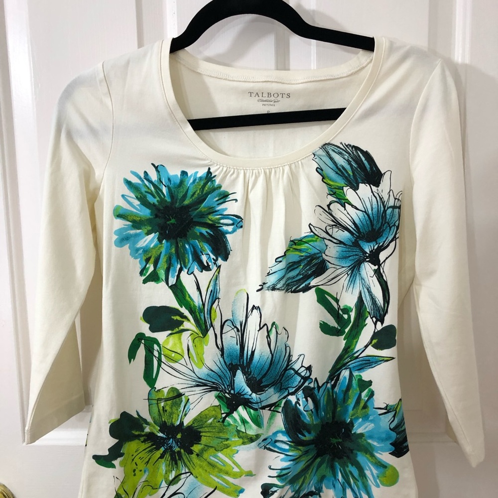 Talbots 3/4 Sleeve Flower Print Shirt SP